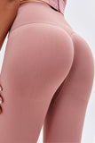 Leggings actifs de levage de fesses taille haute à large ceinture rose