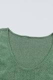 Green U Neck Textured Long Sleeve Top