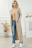 Open Front Pocketed Duster Cardigan with Slits