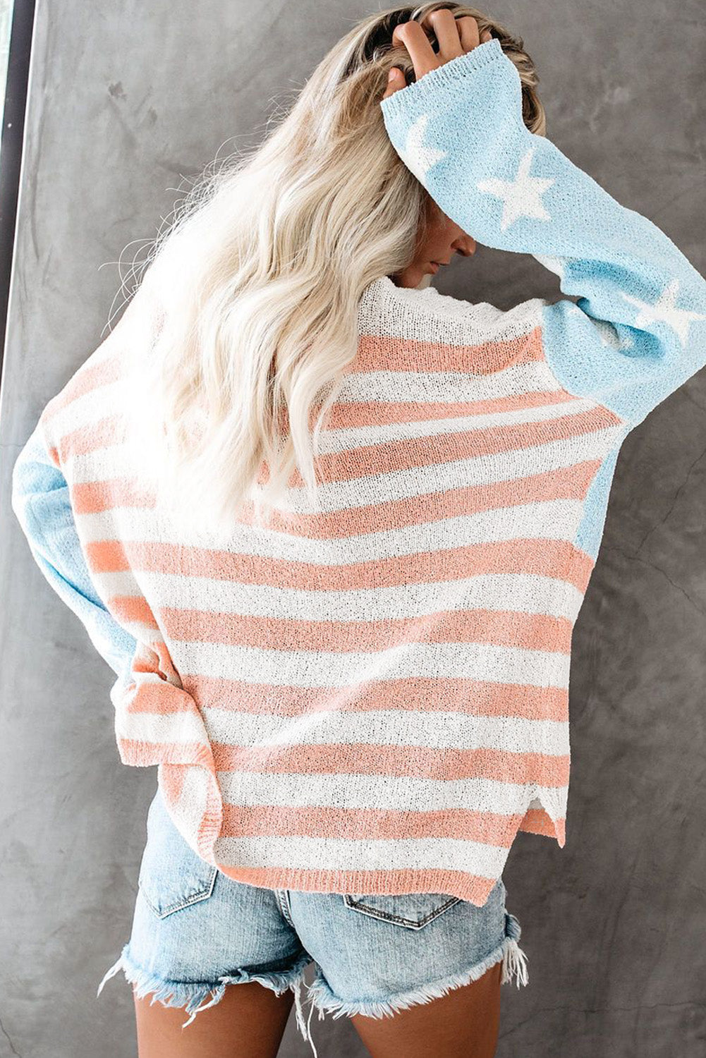 Blue US Flag Print Sweater