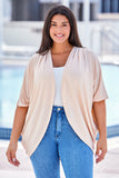 Apricot Shimmer Ribbed Texture Plus Size Cardigan