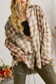 Multi Plaid Patchwork Raw Edge Casual Shirt