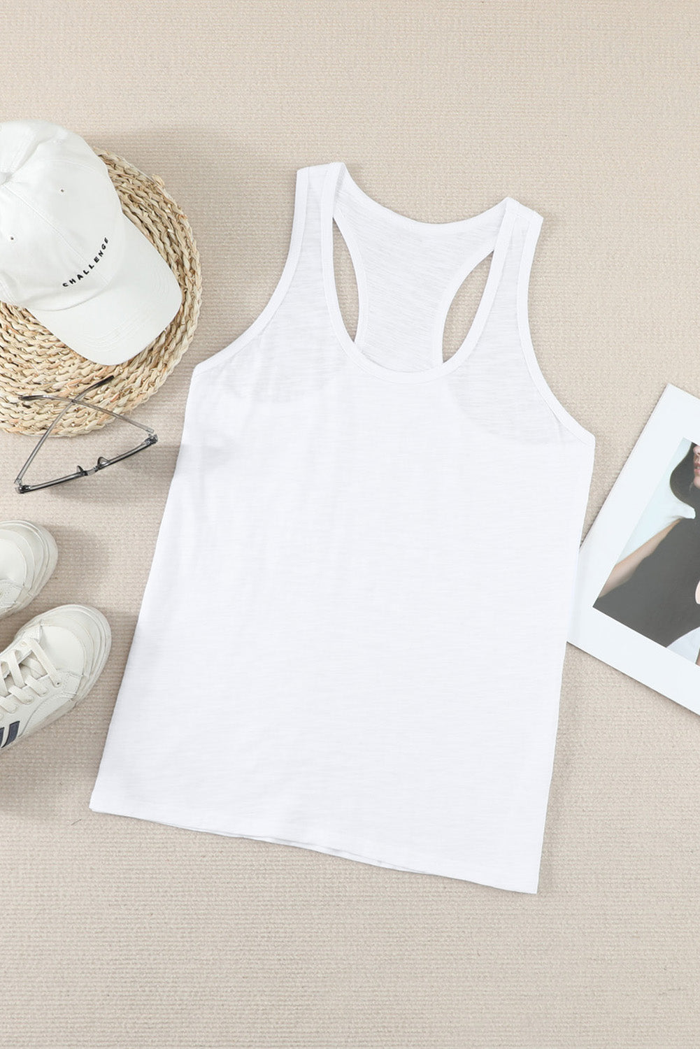 Scoop Neck Basic Solid Tank Top