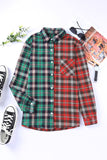 Plaid Color Block Buttoned Long Sleeve Shirt