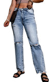 Washed Ripped Wide Leg High Waist Jeans