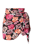 Floral Print Asymmetric Front Knot Wrap Skirt