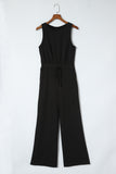 Solid Sleeveless Wide Leg Jumpsuit