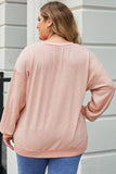 Raw Cut Notched Neck Plus Size French Terry Hoodie