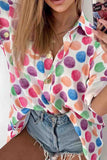 Polka Dot Buttoned Long Sleeve Shirt