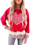 Red Leopard Bleached Pullover Sweatshirt