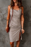 Drawstring Ruched Sleeveless Bodycon Dress