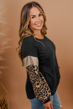 Plus Size Leopard Sequin Long Sleeve Top