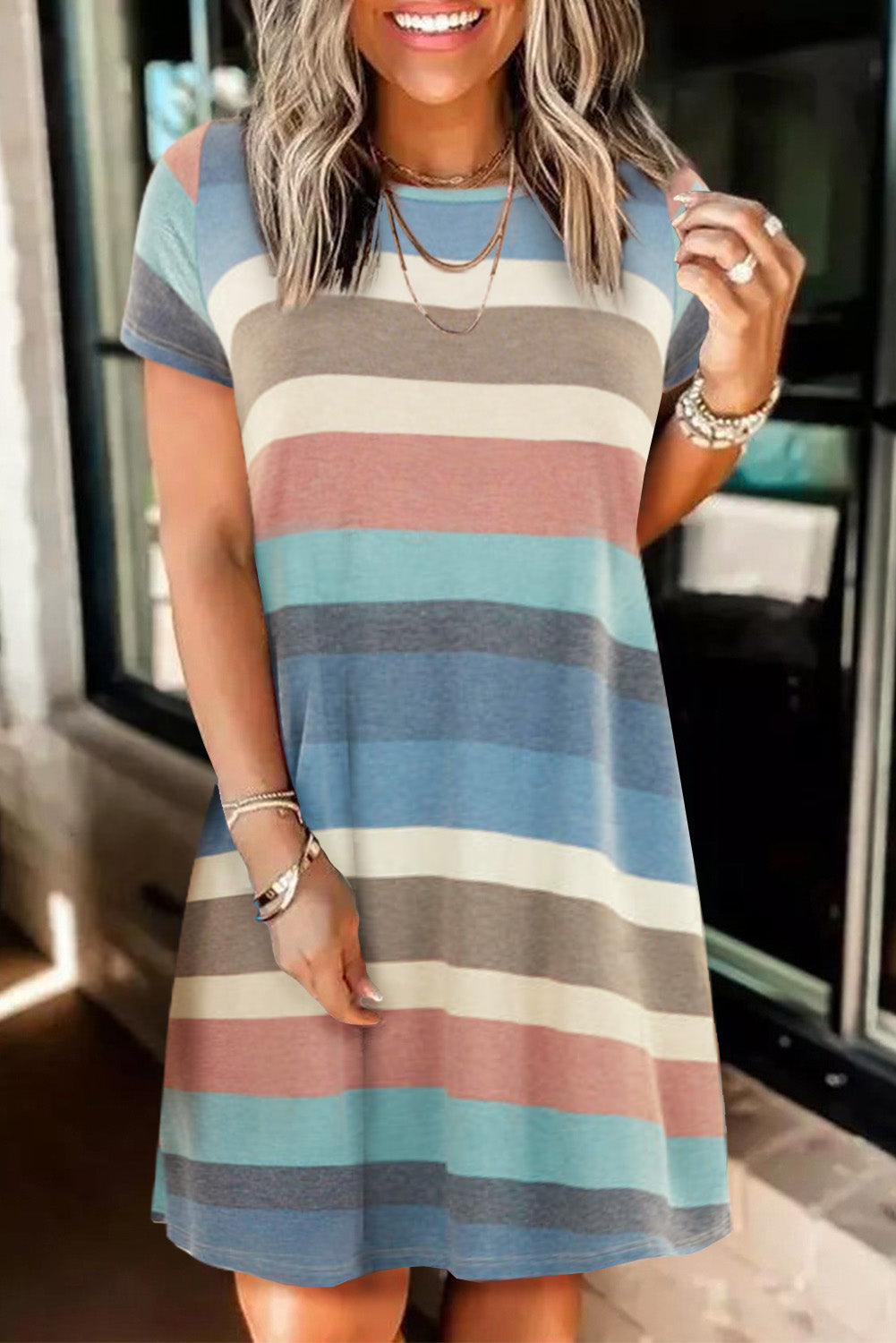 Stripe Print Slit Maxi Tank Top Dress