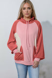 Drawstring Pullover Pocketed Colorblock Sweatshirt