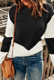 Two-Tone Chevron Pullover Sweater