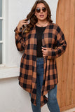 Plus Size Plaid Pattern Open Front Cardigan