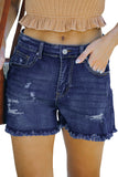 Distressed High Rise Denim Shorts