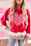 Red Leopard Bleached Pullover Sweatshirt