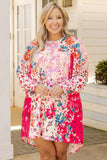 Floral Long Sleeve Plus Size Shift Dress