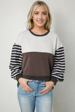 Contrast Striped Sleeve Color Block Pullover