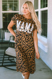 MAMA Letter Print Slit T-Shirt Dress