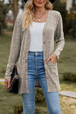 Rib Knit V Neck Button up Cardigan with Pockets