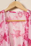 Sweet Floral Print Frill Hem Puff Sleeve Cover Up