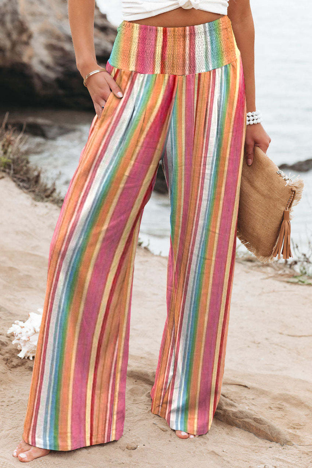 Bohemian Striped Print Sleeveless Holiday Maxi Dress