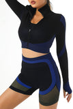 2pcs Zip Closure Crop Top and Shorts Set