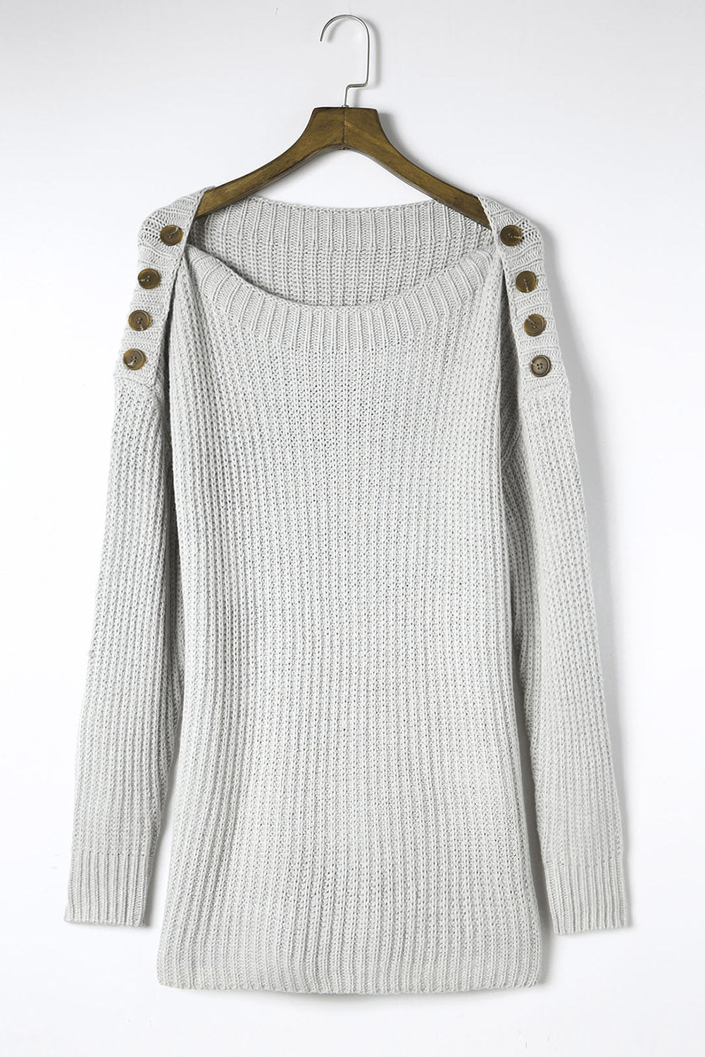 Buttoned Drop Shoulder Oversized Sweater