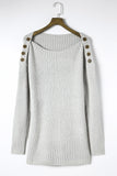 Buttoned Drop Shoulder Oversized Sweater