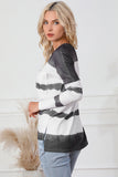 Tie Dye Striped Loose Knitted Long Sleeve Top with Slits