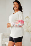 Plus Size Floral Print Raglan Bubble Sleeve Top