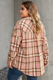 Drop Shoulder Rounded Hem Plaid Pattern Shirt