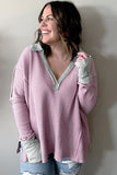 Plus Size Exposed Seam Waffle Knit Top