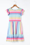 Striped Ruffle Flared Babydoll Dress