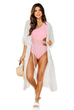 Cut Out Drawstring Half Sleeve Beach Cover Up