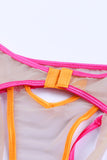 Colorblock Trim Spaghetti Strap Three Piece Lingerie Set