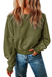 Green Acid Wash V-shape Open Back Sweatshirt