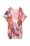 Boho Floral Print Beach Cover up Kimono