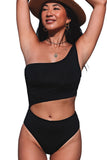 Asymmetric Bare Shoulder Cutout One Piece Swimsuit