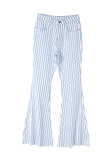 High Waist Striped Print Flared Pants