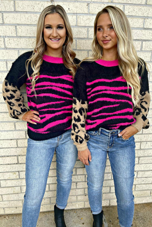 Leopard Zebra Print Pullover Sweater