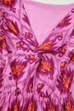 Bonbon Retro Print Twisted Front Ruffled Sleeve Maxi Dress