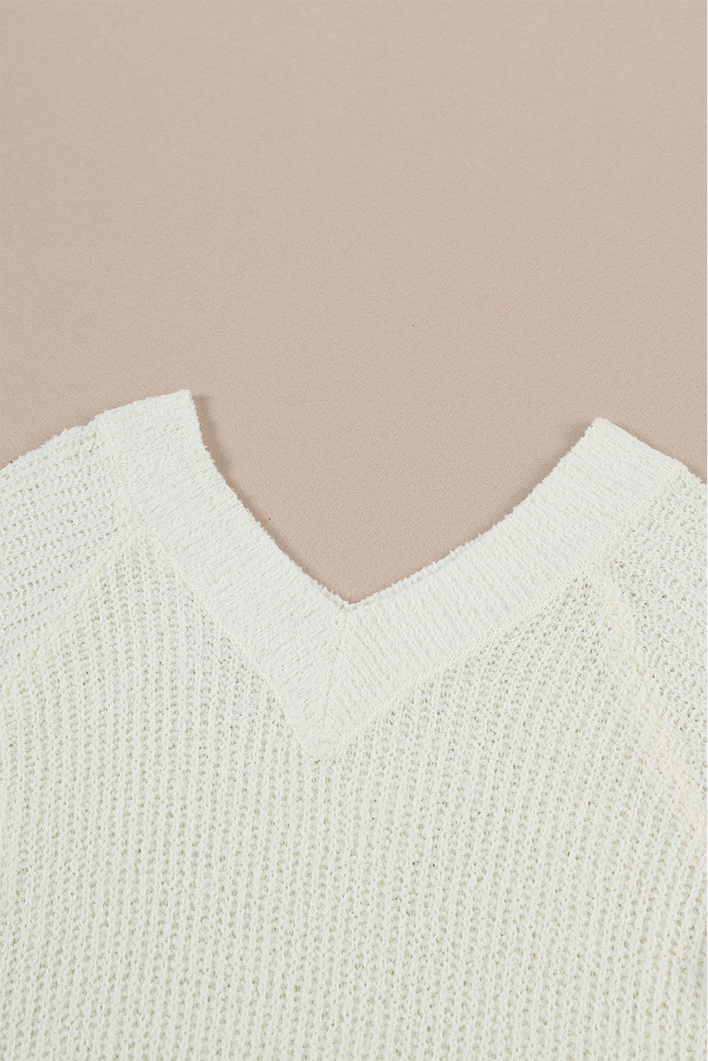 Cropped V Neck Fuzzy Sweater