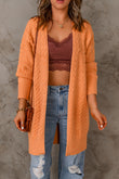 Cardigan orange ouvert sur le devant en grosse maille 