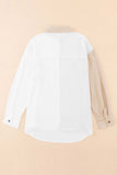 Colorblock Buttons Shirt-Collar Long Sleeve Pocket Blouse