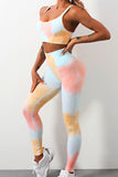 2pcs Tie Dye Yoga Bra and High Waist Leggings Set