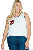 Plus Size Shiny Pocket Flag Star Back Tank Top