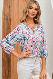 Floral Print Ruffle Sleeve Babydoll Top